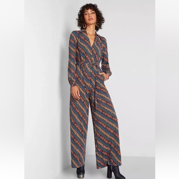 ModCloth Everything and More Wide-Leg Jumpsuit Vintage Style 1970s SIZE 18W EUC - Picture 3 of 9